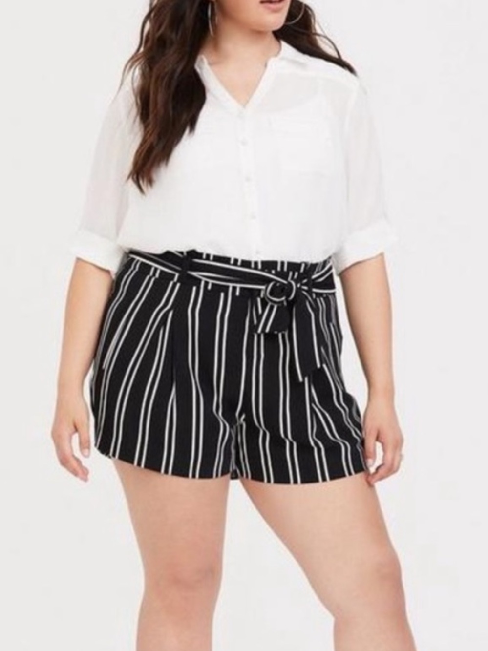 torrid Black and White Striped Tie-Waist Shorts